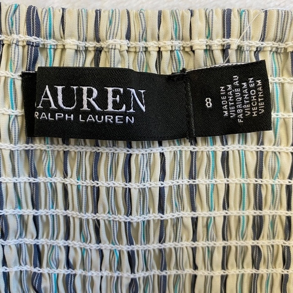 Lauren by Ralph Lauren, Bustier, Blue/White Vertical Stripes, V-Neck, Size 8 NWT - Picture 5 of 12